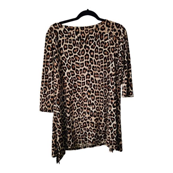 CHICO'S Leopard Print Blouse Top Tunic - Size 1 - Picture 2 of 7